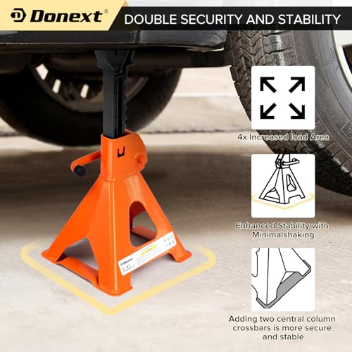 Jack Stands 3 Ton (6,500 lb) Capacity Steel, 1 Pair Orange Lifting Stand Adjustable Jack Stands - color: Orange