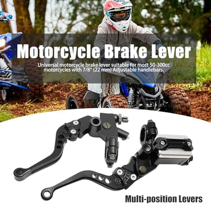 7/8'' 22mm Universal Motorcycle Brake Lever Clutch Master Cylinder Lever Set Reservoir Replacement for Harley Honda Kawasaki Suzuki Yamaha - color: Black