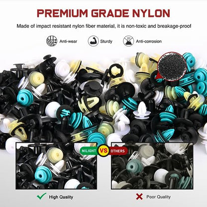 Nilight 845Pcs Car Push Retainer Clips Auto Fasteners Assortment Nylon - color: 845Pcs Clips + Remover