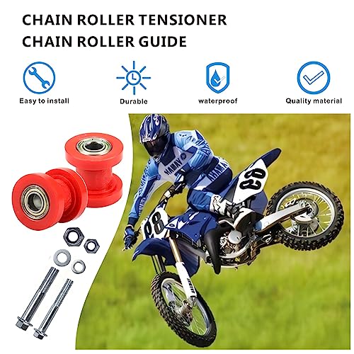 Upgrade Red 8&10mm Chain Roller Pulley Tensioner Wheel Guide Per for Motorcycle Mini Bike Atv 125cc 140cc 160cc XR125 SSRC RF50 KLX110 Pitster Pit Dirt Bike Parts - size: Universal