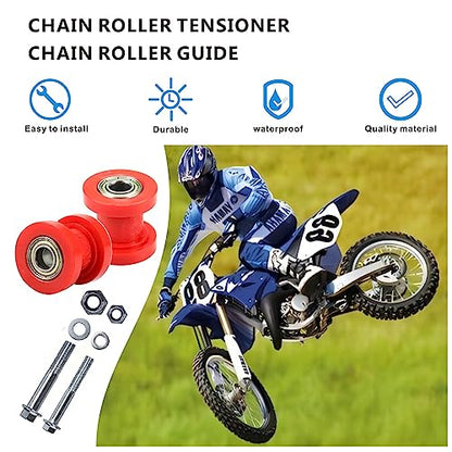 Upgrade Red 8&10mm Chain Roller Pulley Tensioner Wheel Guide Per for Motorcycle Mini Bike Atv 125cc 140cc 160cc XR125 SSRC RF50 KLX110 Pitster Pit Dirt Bike Parts - size: Universal