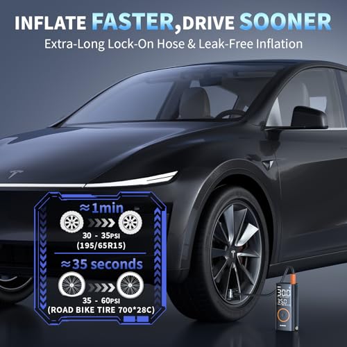 OlarHike Tire Inflator Portable Air Compressor,Built-in Short Hose