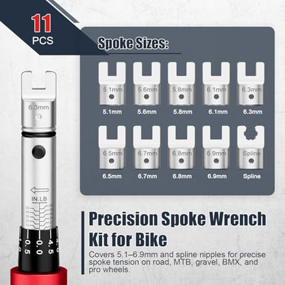VANPO Spoke Torque Wrench, 10–60 in-lb, for Motorcycle Wheel Maintenance - size: Spoke (10-60 In-Lb)