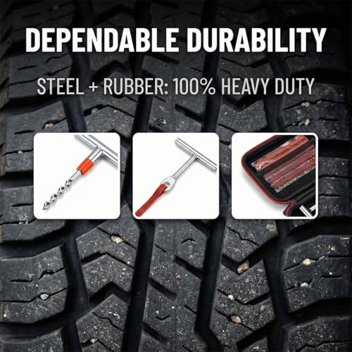 24PCS Car Tire Repair Kits, Heavy Duty Automotive Tire Plug Flats Patch Repair Tools Box Assortment to Fix Punctures, Vehicle Tubeless Patch Repairing Set, Universal Fit - size: 24PCS/Set