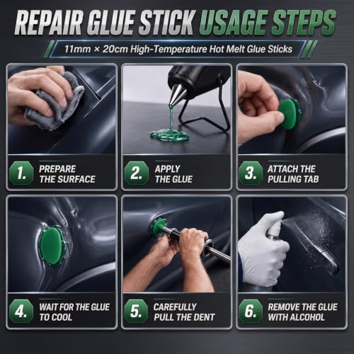 CroBlissful 20 Pcs PDR Glue Sticks Hot Melt for Dent Repair,Green - color: Green