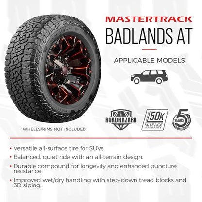 Mastertrack BADLANDS AT All Terrain 265/75R16 116S SUV Light Truck Tire + Road Hazard Warranty Included - 265/75/16(Tire Only) - size: 265/75R16