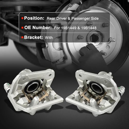 cciyu Rear Left & Right Disc Brake Calipers With Bracket 19B1449 19B1448 - size: Rear[19B1449+19B1448]
