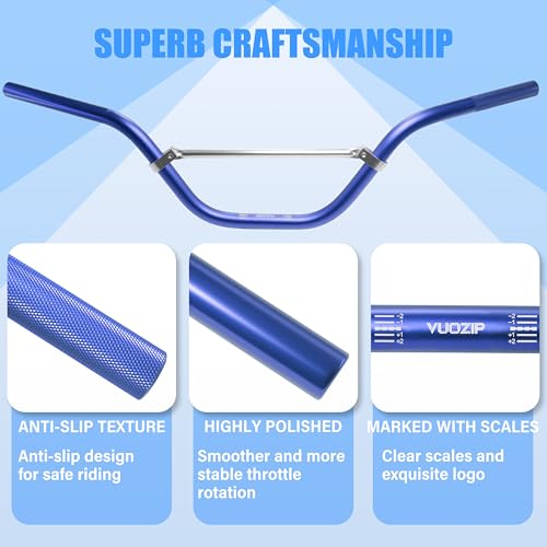 Universal 7/8" 22mm Dirt Bike Handlebar Set,Choice of Mid or High-Rise Aluminum Handlebars with Anti-Slip Grips & Crossbar for Pit Bike, Dirt Bike,ATV, Quad,Motorcycle (Blue, High Rise Handlebar) - size: High Rise Handlebar