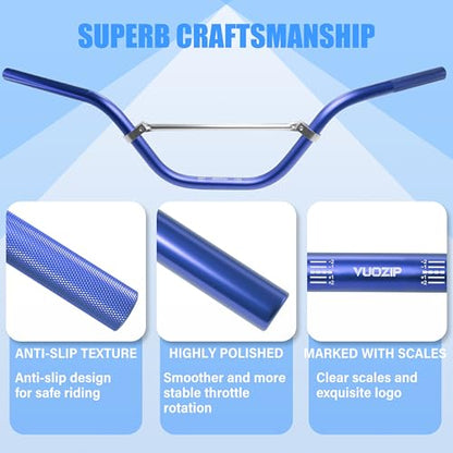 Universal 7/8" 22mm Dirt Bike Handlebar Set,Choice of Mid or High-Rise Aluminum Handlebars with Anti-Slip Grips & Crossbar for Pit Bike, Dirt Bike,ATV, Quad,Motorcycle (Blue, High Rise Handlebar) - size: High Rise Handlebar