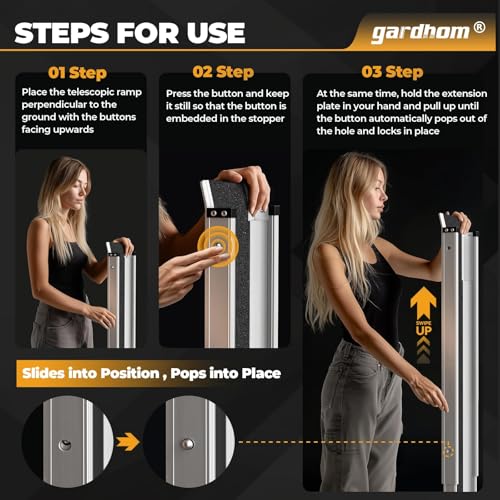 gardhom 4FT Telescoping Portable Wheelchair Ramp with Carrying Case - size: 4FT(can be used as 2FT or 4FT)