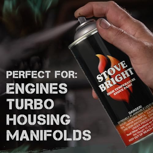 Stove Bright - High Heat Spray Paint | 1200°f Heat Resistant | Satin Finish For Wood Stoves, Fireplaces, Bbqs, Mufflers | Rust & Scratch Resistant | Charcoal Black Spray Paint For Metal | 12oz Can
