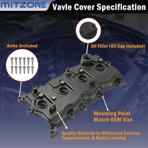 MITZONE Engine Valve Cover Compatible with 2007-2013 Nissan Altima Sentra SE-R 2.5L Part# 13264-JA00A 13270-JA00A - color: 2007-2013 Altima Sentra