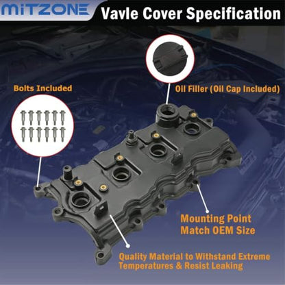 MITZONE Engine Valve Cover Compatible with 2007-2013 Nissan Altima Sentra SE-R 2.5L Part# 13264-JA00A 13270-JA00A - color: 2007-2013 Altima Sentra