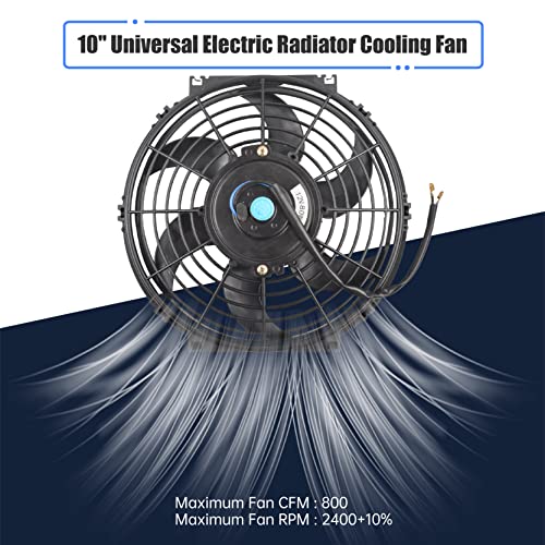 10 Inch Slim Fan Push Pull Electric Radiator Cooling Fan, Black - color: Black, size: 10'’