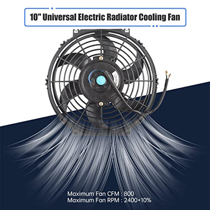 10 Inch Slim Fan Push Pull Electric Radiator Cooling Fan, Black - color: Black, size: 10'’