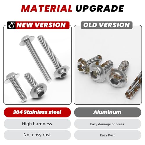 177Pcs Motorcycle Fairing Bolt Kit Silver, M5 M6 Windscreen Screws - color: Chrome