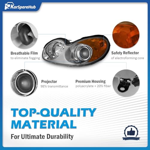 Headlights for 2002-2005 Hyundai Sonata 4-Dr (Bulbs included) - color: Chrome | With High & Low Beam Bulbs