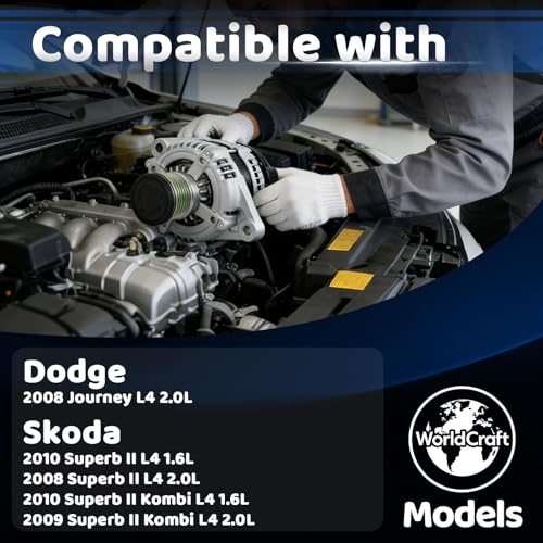 WorldCraft 12V 180A High Output Alternator for Skoda Superb Yeti Dodge Journey - size: 0-121-715-003
