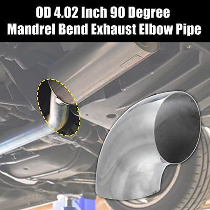 X AUTOHAUX 2pcs OD 4 Inch 90 Degree Mandrel Bend Elbow SS304 Stainless Steel Bend Tube Exhaust Elbow Pipe for Car Modified Exhaust System 4" Piping Silver Tone - size: 4"