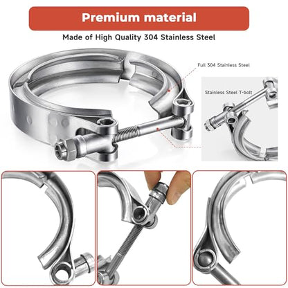 AKIHISA 4 Inch V Band Clamp-Stainless Steel_304, for Turbo Exhaust Down pipes Flange Kit, Racing Ford Pickup Truck Exchange Exhaust Accessories - size: 4.0"