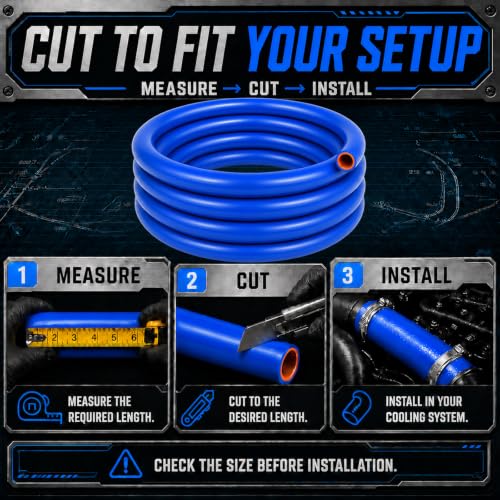 1" ID x 10 FT Silicone Heater Hose, 3-Layer Reinforced, Blue