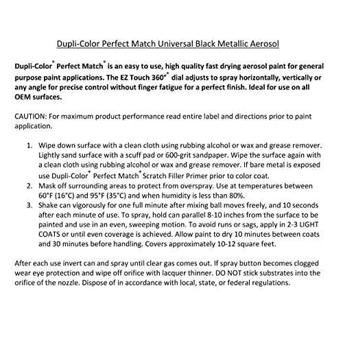 Dupli-Color EBPR00310 Perfect Match Automotive Spray Paint - Universal Gray Filler - 8 oz. Aerosol Can - color: Universal Black Metallic, size: 8 Ounce (Pack of 1), style: Universal