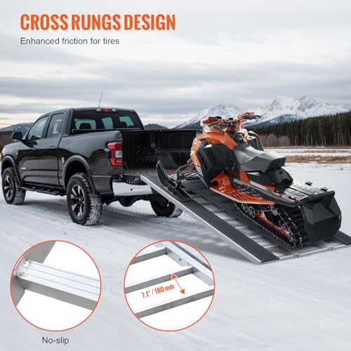 VEVOR Snowmobile Loading Ramp 85" x 54" Aluminum Foldable Ramps, 1500 LBS Capacity Loading Ramps for Motorcycle/Dirt Bike/Trailer/ATV/UTV/Garden Tractor/Lawn Mower - size: 1500 lbs