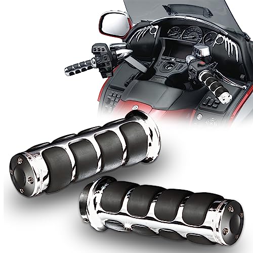 DREAMIZER Universal Motorcycle Hand Grips with Black Non-Slip Rubber for Harley Honda Yamaha Suzuki Kawasaki - color: Chrome-2