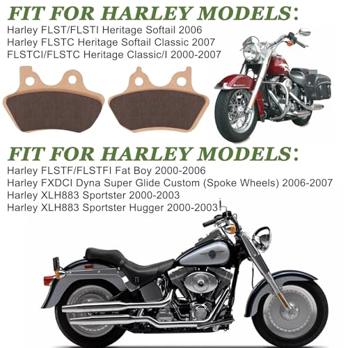LOCOPOW Sintered Brake Pads Front and Rear for Harley Davidson Softail, Heritage Classic, Fat Boy, Dyna Electra Glide,Sportster XLH883R/2000 2001 2002 2003 2004 2005 2006 2007