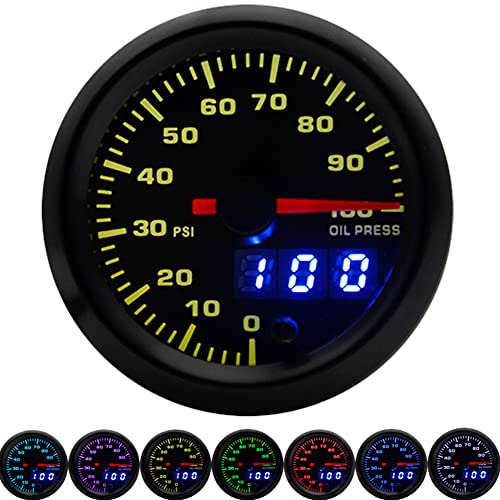 Oil Pressure Gauge Kit,Oil Pressure Gauge Electric and Sender,Automotive Electrical System Products,2In 52Mm Oil Pressure Meter Pointer Digital Display with Stepper Motor