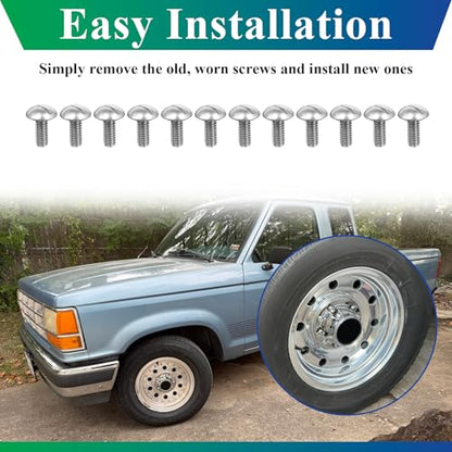 Wheel/Center Caps Screws fits 1980-1996 Ford F-150 & Bronco, 1992-1996 Van - style: 12 Pcs Screws