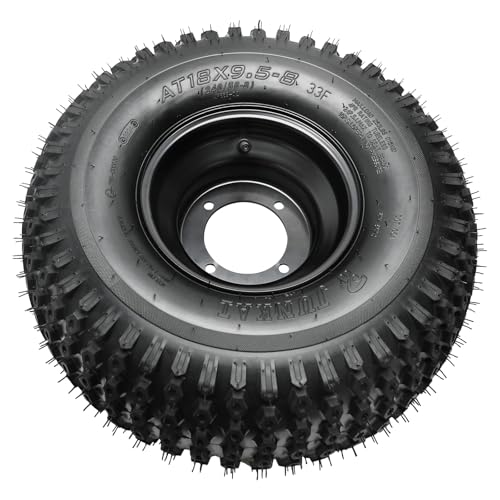18x9.50-8 Tire & Wheel Assembly, Tubeless 4PR Off-Road ATV Go Kart Golf Cart Drift Trike Quad Tire Mounted on 8" Iron Rim, 4 Lug 110mm Bolt Pattern Replacement Wheel (2 Pack)