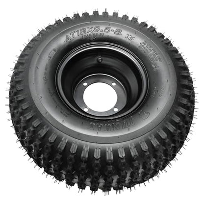 18x9.50-8 Tire & Wheel Assembly, Tubeless 4PR Off-Road ATV Go Kart Golf Cart Drift Trike Quad Tire Mounted on 8" Iron Rim, 4 Lug 110mm Bolt Pattern Replacement Wheel (2 Pack)
