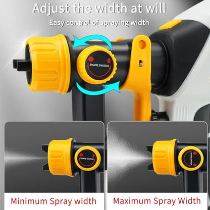 Paint Sprayer 1000W HVLP Electric Spray Paint Gun with 6 Copper Nozzles and 3 Spray Patterns 1200ML High Capacity Container for Furniture, Fences, Walls, Garage Doors (Yellow) - color: Yellow