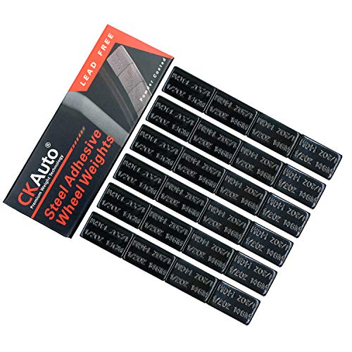 CKAuto 1/2oz, Adhesive Stick-On Wheel Weights, Low Profile Black, 12oz Box - color: Black, size: 24PCS
