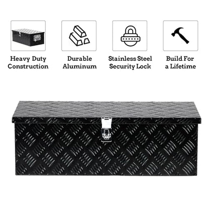 30 Inch Aluminum Truck Bed Tool Box with Side Handles, Lock - color: Black, size: 30"
