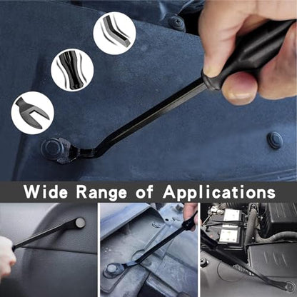 24 Pcs Auto Trim Removal Tool Kit, Metal Car Removal Tool Kit Fastener Remover Steel Pry Bar Door Panel Window Audio Radio Dashboard Removal Tool Set (Silver/Black)