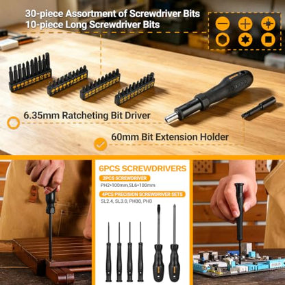 DEKOPRO 218-Piece General Household Hand Tool kit, Professional Auto Repair Tool Set for Homeowner, General Household Hand Tool Set with Plier, Screwdriver Set, Socket Set, with Portable Storage Case