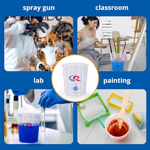 Paint Mixing Cup 40 Ounce, Accurate Measurements in Ratios and OZ. and ML, 100PCS Plastic Graduated Measuring Cups with 12PCS Lids for Paint, Resin, Epoxy, Acrylic, Pigments, Art - color: 100 Cups + 12 Lids