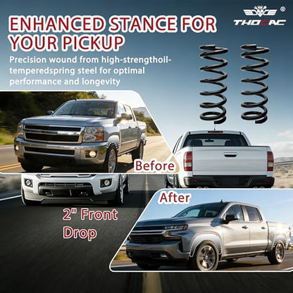 2" Front Drop Coil Spring Lowering Kit for 1999-2007 Chevy Silverado/GMC Sierra 1500 (2WD V8 Only), Black - color: black, size: 1999-2007 Silverado/Sierra 1500 2''Drop