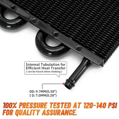 Universal 5/16" Transmission Oil Cooler Kit Aluminium alloy 10 Pass Tube & Fin Black - color: Black, size: 10 Pass