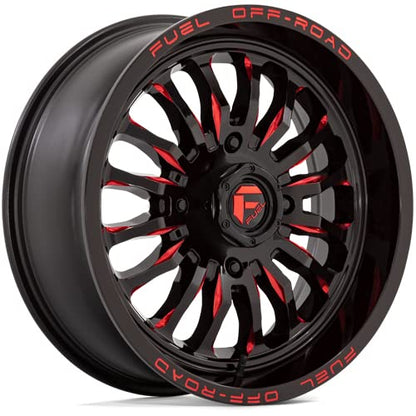 Fuel UTV D822 Arc 20x7 4x156 +13mm Black/Red Wheel Rim 20" Inch