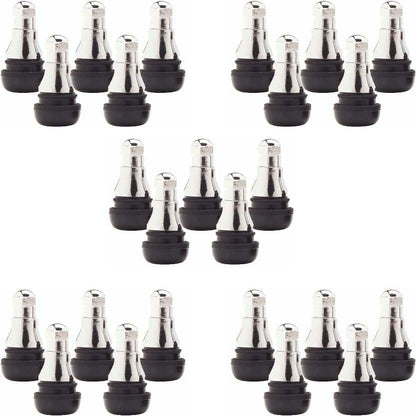 TR412C Chrome Snap-in Rubber Valve Stems for Golf Carts, ATV, UTV Lawn Mowers (10)