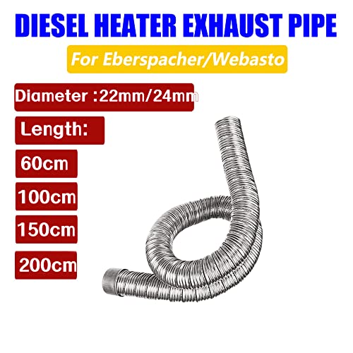1Pack Inner Diameter 22mm/24mm Dual-layer Car Heater Exhaust Pipe Air Diesel Parking Heater Exhaust Hose Line For Webasto Eberspacher With Camps - size: Length:60cm, style: Inner Diameter: 22mm(0.86in)