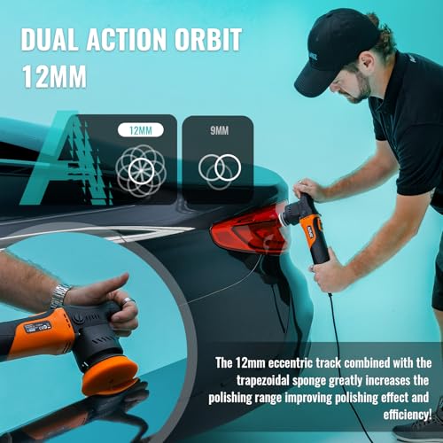 AUTIWOZ Mini 2/3inch Car Buffer Polisher, 12mm Random Orbital DA Kit - size: k2