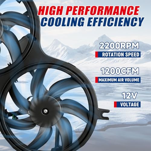 Dual Radiator Fan with Control Module Replacement for Pathfinder 2013-2017 Replacement for QX60 2014-2019 Replacement for JX35 2013 Replacement for 621-586 621586 214813JA2E NI3115149