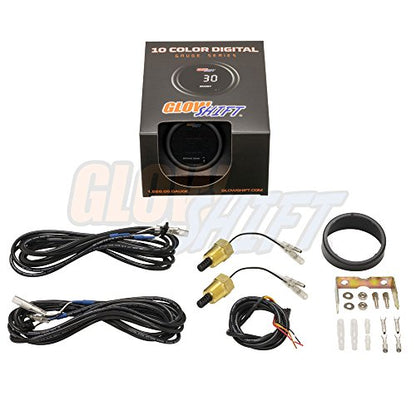 GlowShift 10 Color Digital Dual Air Intake Temp Gauge Kit, 2-1/16" 52mm