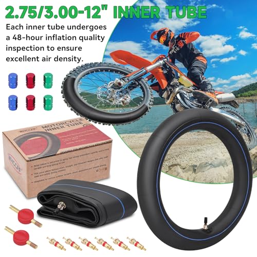 2.75/3.00-12" (80/100-12) Motorcycle Heavy Duty Tire Inner Tube TR4 Staight Valve Stem for Honda CRF70 CRF110 Suzuki DRZ110, JR80 Kawasaki KX65, KX110, KLX110 Yamaha TTR90, TaoTao Razor SYX Moto - size: 2.75/3.00-12" 2pcs