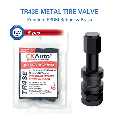 CKAuto VS43/TR43E Metal Clamp-in Tubeless Tire Valve Stems, Black, 5 pcs - size: 5