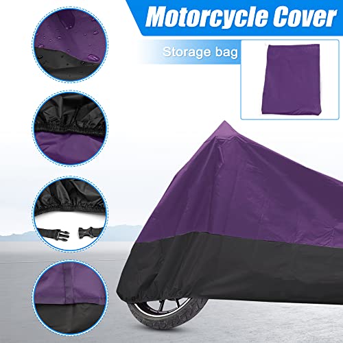 uxcell Motorcycle Cover Motorbike Full Cover Outdoor Waterproof Rain Dust Protector 190T XXL Purple Black for Harley Most Full Dress Touring Cruiser Scooters Universal - color: Purple Black, size: XX-Large